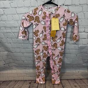 Little Snuggles Mickey Cookies and Milk Ruffle Bamboo Romper